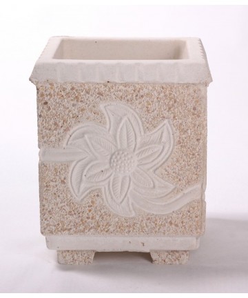 Vase "CARRE AVEC FLEUR" (en pierre reconstituée)