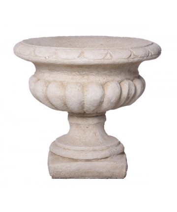 Vase sur pied Calice rustique en pierre reconstituée