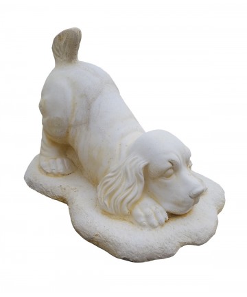 Statue chien joueur en pierre reconstituée