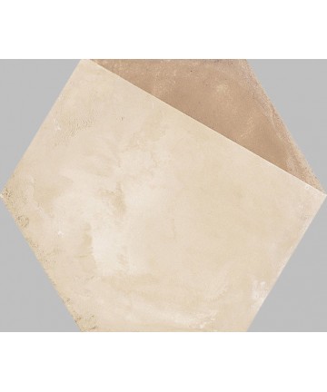 Carrelage Terra imitation carreaux de ciment hexagonaux ivoire, ocre et marron