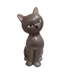 Statue Mister chat en terre cuite émaillée, coloris gris