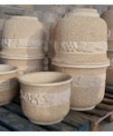 Vase rond à fleurs en pierre reconstituée