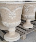 Vase sur pied Calice haut à fleurs en pierre reconstituée