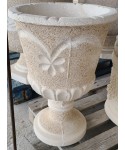 Vase sur pied Calice haut à fleurs en pierre reconstituée