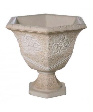 Vase sur pied Calice hexagonale en pierre reconstituée